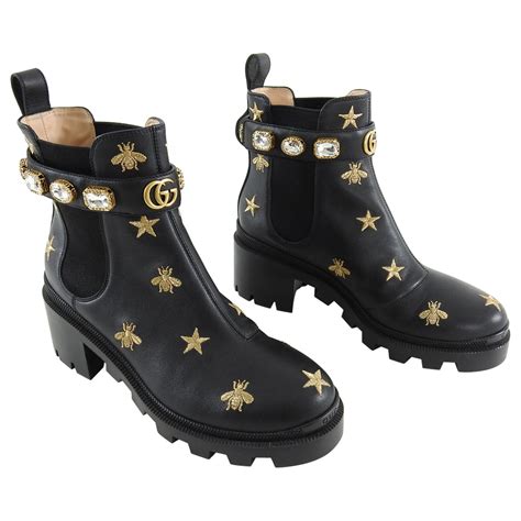 gucci boots with stars and bees|gucci ace embroidered bee.